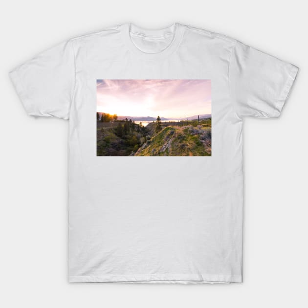 Okanagan Valley Sunset View from McCulloch Trestle T-Shirt by Amy-K-Mitchell